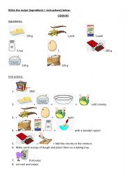 English Worksheet: COOKIES RECIPE