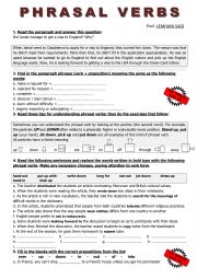 English Worksheet: PHRASAL VERBS