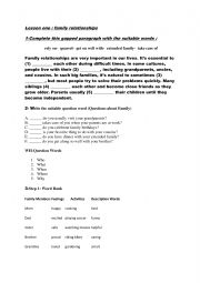 English Worksheet: 9th form family relationship