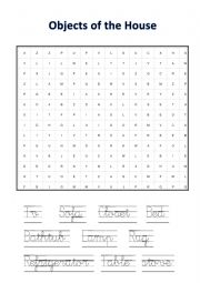 English Worksheet: House objects puzzle