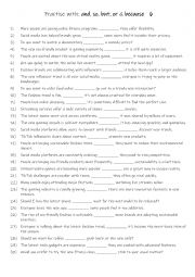 English Worksheet: A1+- A2 Practise with and, so, but, or & because 6