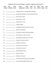 English Worksheet: A2-B1 Adjectives of feeling - positive, negative and neutral 6