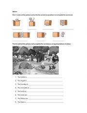 English Worksheet: Preposition of Place
