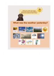 English Worksheet: Weather / past continious