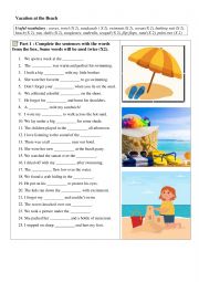 English Worksheet: Vacation at the beach