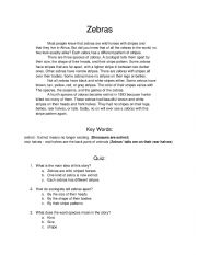 English Worksheet: Zebras Sequenced story