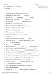 English Worksheet: All Too Well (Lyrics)