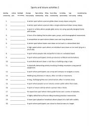 English Worksheet: Sports and leisure activities 2