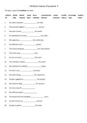 English Worksheet: Infinitive clauses of purpose  4