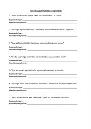 English Worksheet: backhanded compliment practice