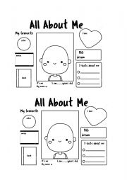 English Worksheet: All about me!
