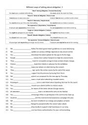 English Worksheet: 7 different ways of talking about obligation  2