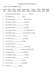 English Worksheet: 20 infinitive clauses of purpose  3