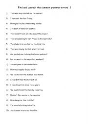 Find and correct the common grammar errors 2