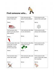 English Worksheet: Find someone who for elementary school