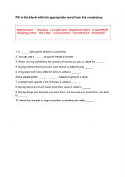 English Worksheet: consumerism vocabulary 