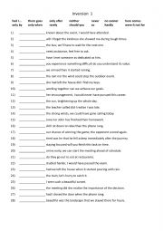 English Worksheet: A2+ B1+ Inversion 1