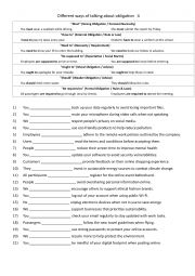 English Worksheet: Different ways of talking about obligation  4