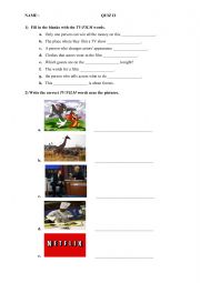 English Worksheet: TV/FILM VOCABULARY ACTIVITY
