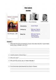 English Worksheet: Film Analysis Sarafina 