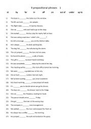 English Worksheet: 9 Prepositional phrases  (1)