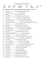 English Worksheet: 15 prepositions of movement 2