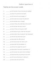 English Worksheet: Indirect questions 4