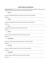 English Worksheet: Julius Caesar Vocabulary Worksheet