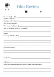 English Worksheet: Film review template