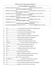 English Worksheet: 7 different ways of talking about obligation   1