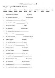 English Worksheet: Infinitive clauses of purpose  2