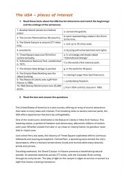 English Worksheet: The USA - places of interest