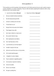 English Worksheet: Echo questions to show interest or surprise in what someone says 4