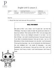 English Worksheet: Can y can�t reading and answer
