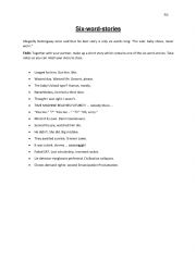 English Worksheet: Six Word stories