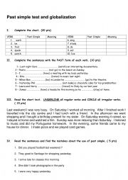 English Worksheet: Test about past simple and globalization vocabulary
