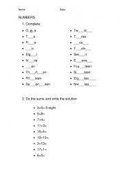 English Worksheet: Numbers 