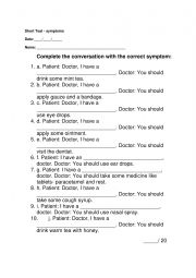 English Worksheet: symptoms 
