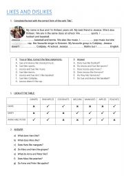English Worksheet: LIKES AND DISLIKES