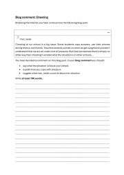 English Worksheet: blog comment