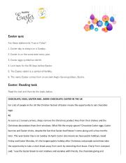English Worksheet: Easter Quiz