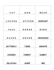 English Worksheet: bingo cards for children
