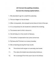 English Worksheet: Correct the spelling mistakes