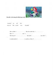 English Worksheet: Describe Ariel