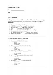English Worksheet: exam 4 eso Spain