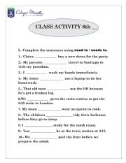 English Worksheet: use of Need to 