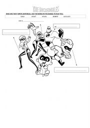 English Worksheet: Personal pronouns- the incredibles