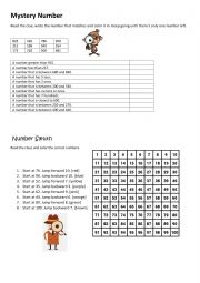English Worksheet: Mystery  Numbers