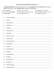 English Worksheet: Practise with prepositional phrases 2
