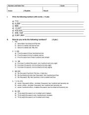 English Worksheet: Dates and numbers